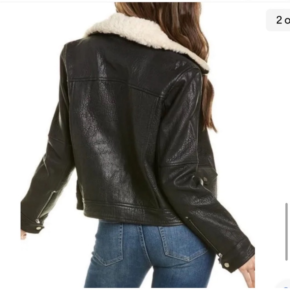 Winter Leather Jacket Shearling Collar - image 5